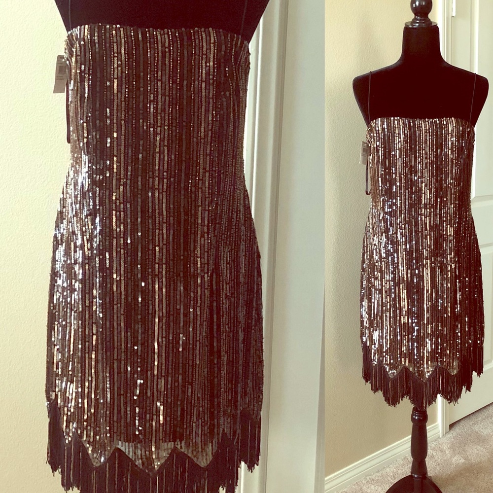 Spaghetti-Strap Sequined Party Dress